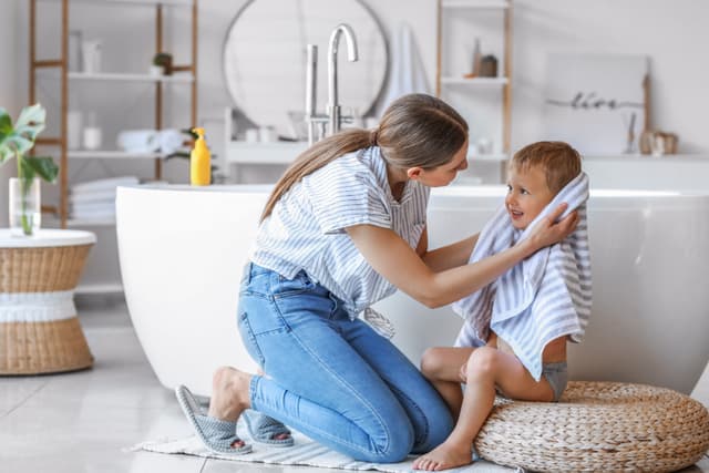 Family in kitchen
